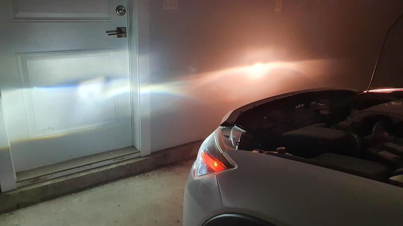 Beam comparison (left LED, right halogen).