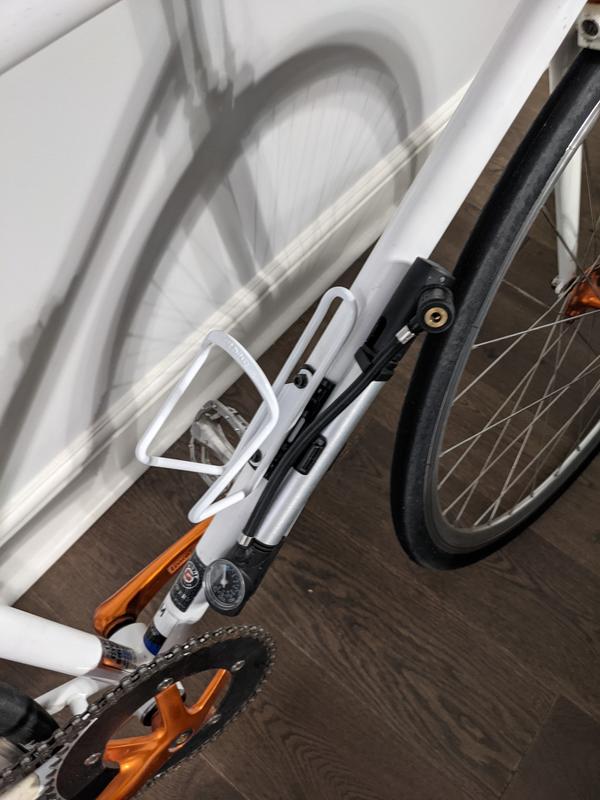 Mounted under a water bottle holder.