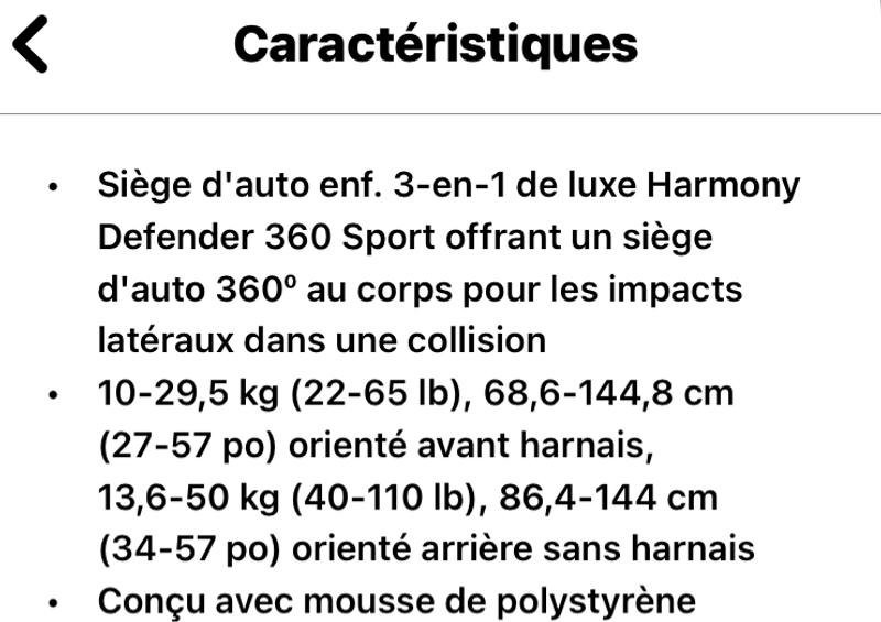 Harmony Defender 360 Sport 3in1 Deluxe Car Seat Canadian Tire