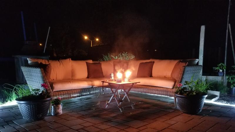 Night shot of new furniture set up