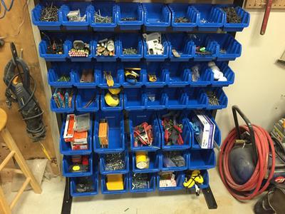 Rack assembled and in place. Much organization.