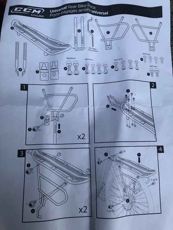 instruction page for CCM Universal Rear Bike Rack