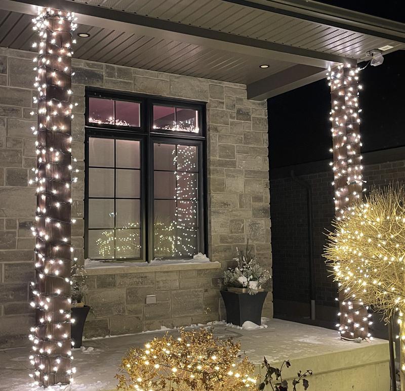 LED Warm White Lights Used on Columns on Front Porch
