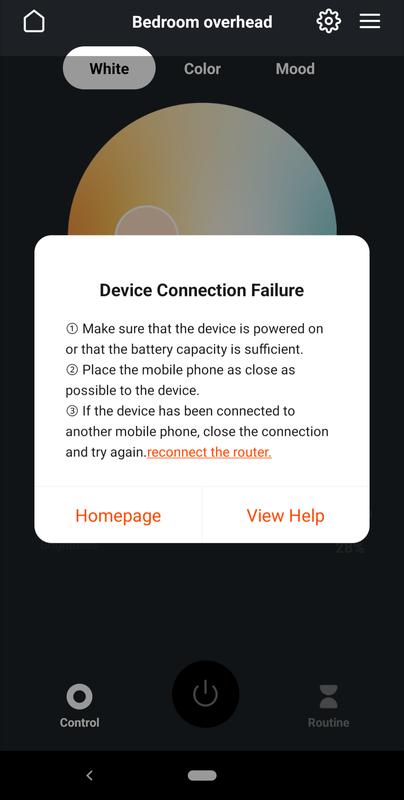 Connection error message