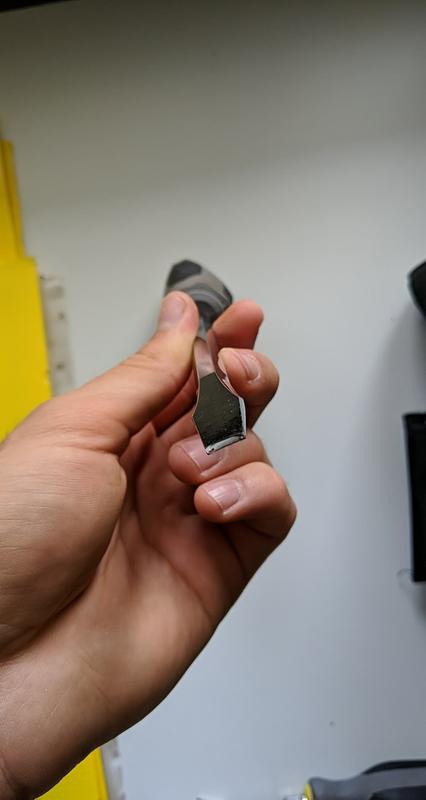 Hard to see, but the tip broke and the interior is made of PLASTIC.