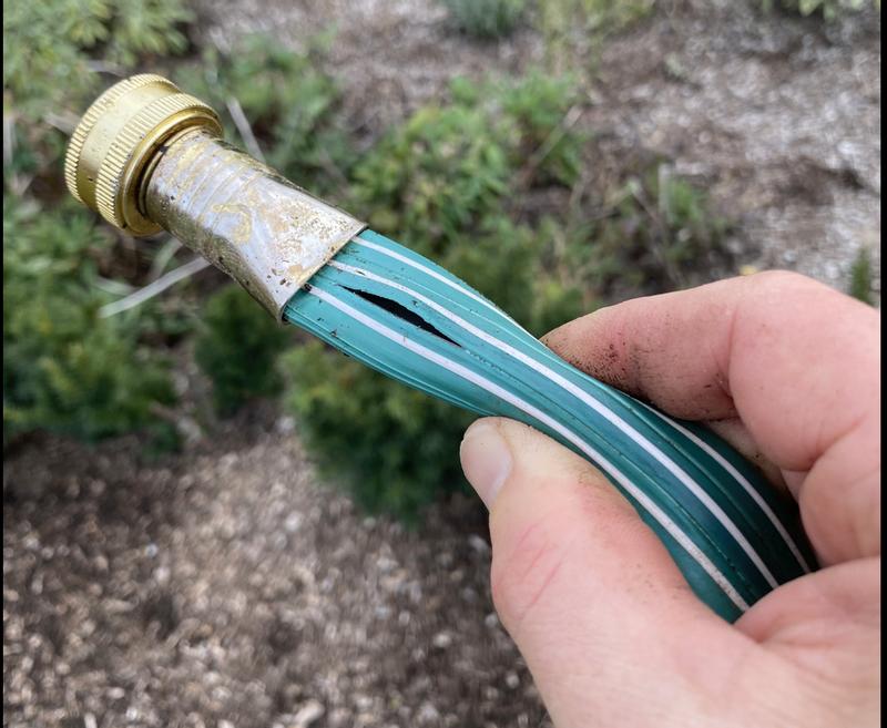 Split in the hose that appeared within 3 months