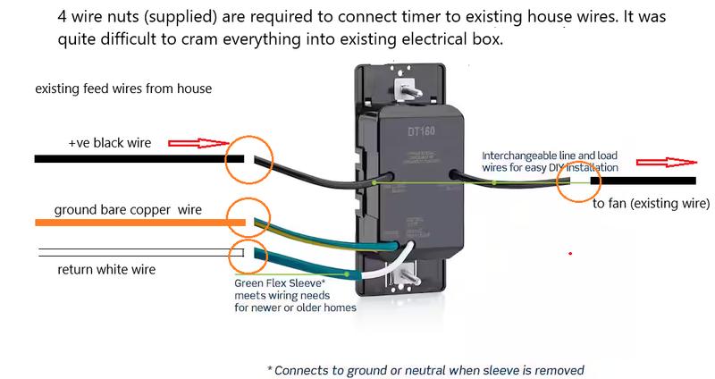 Leviton timer's connections using wire nuts