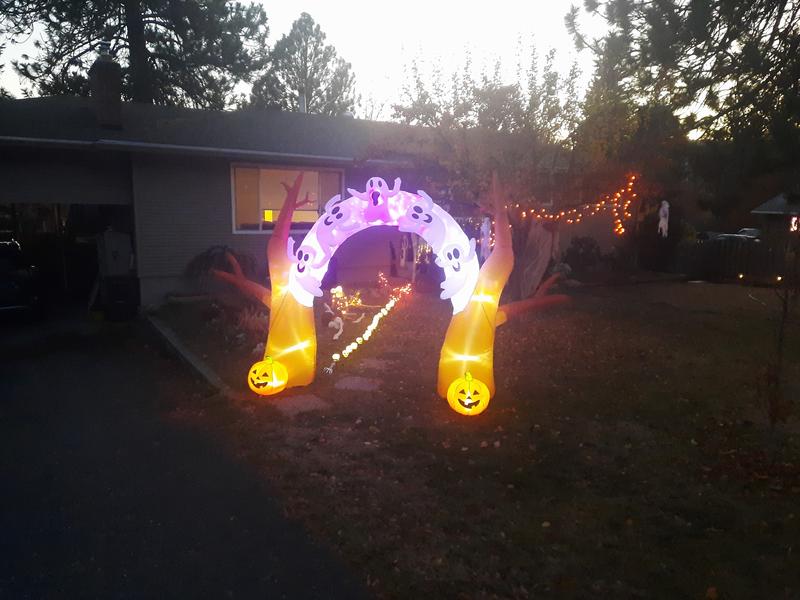 Inflatable display on Halloween. night