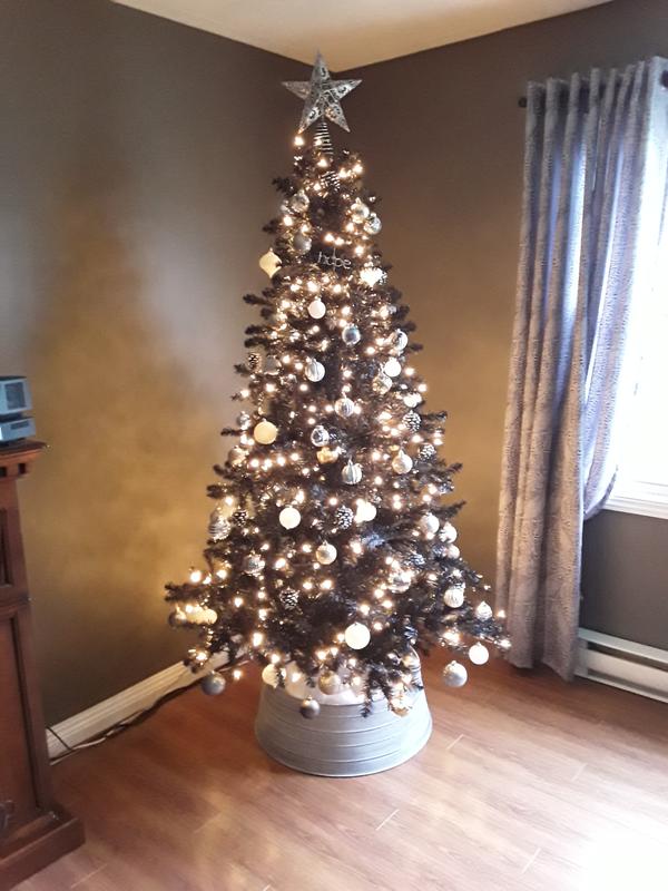 We love the tree and the tree collar also from Canadian Tire. Easy to assemble.