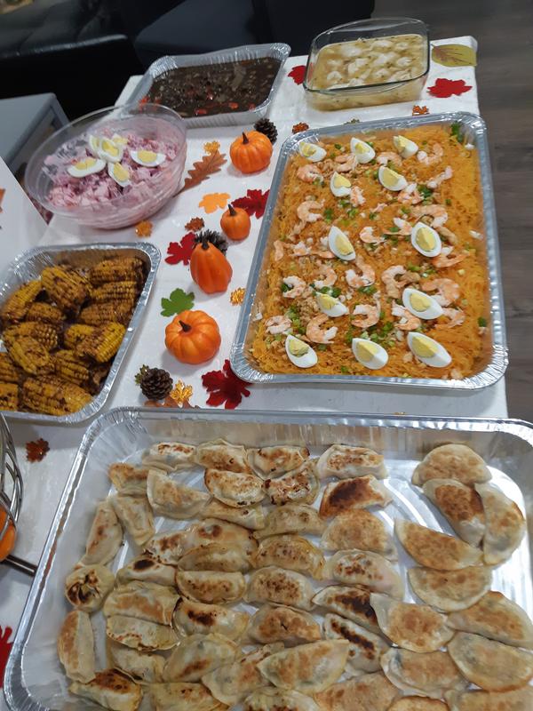 Our Thanksgiving party with the help of our new wok