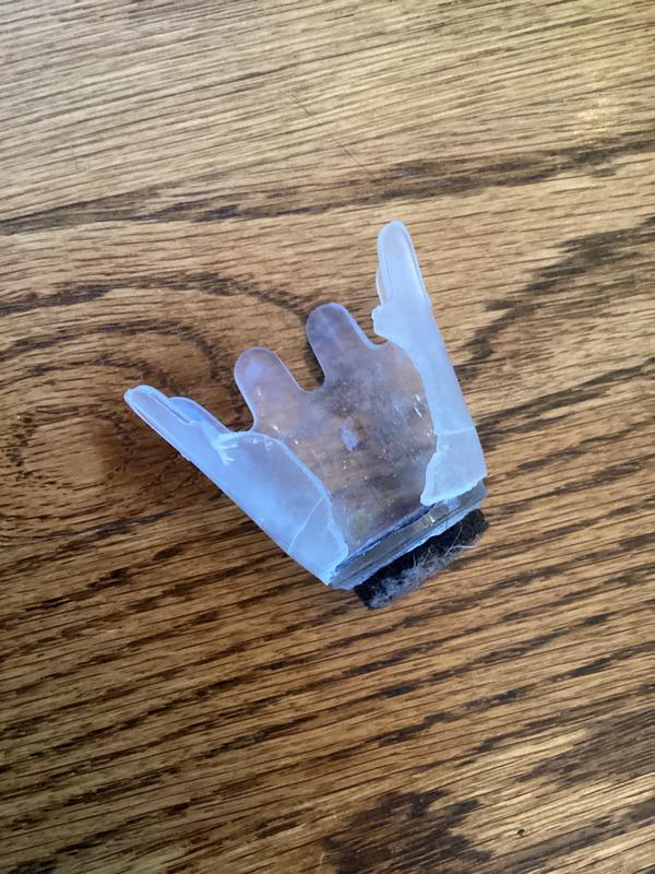 Plastic hardens and splits easily