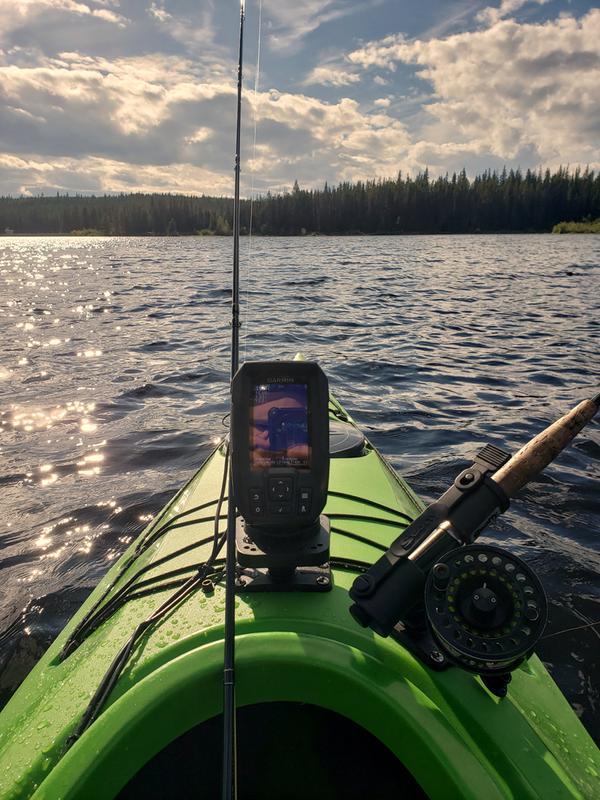 Scotty Fly Rod Holder hard mounted to kayak