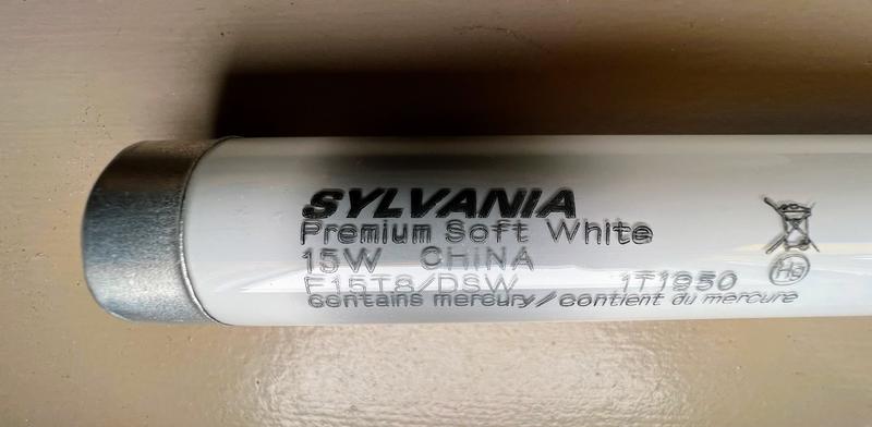 Sylvania 15W T8, burnt out after 14 months, not the listed lifespan of 3.4 years