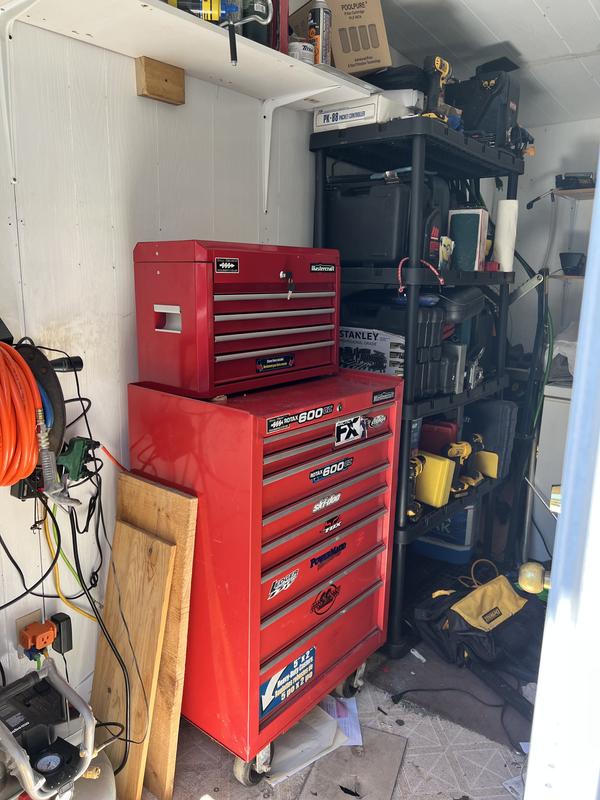 Product atop my rolling cabinet.