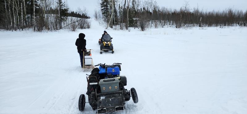 Tires on the track sled.