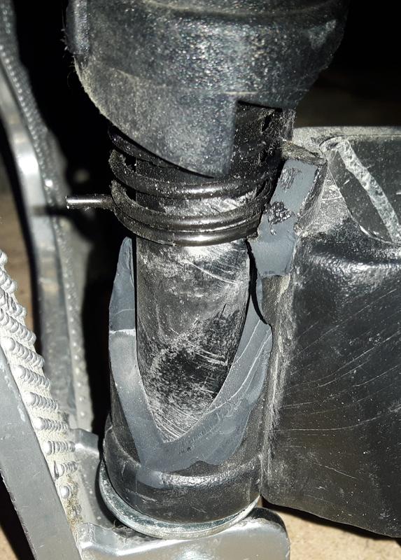 Cracked wheel assembly.