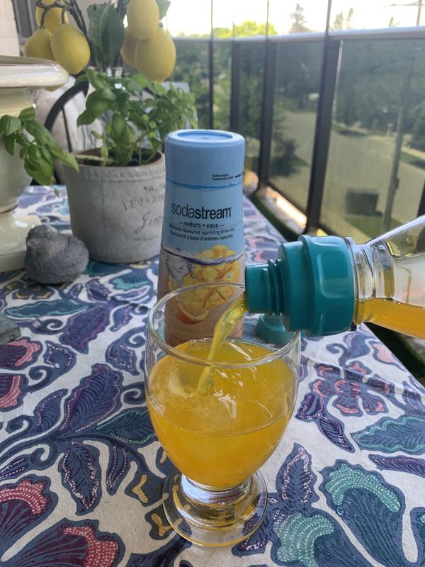 Orange Mango SodaStream on a hot day on the balcony.