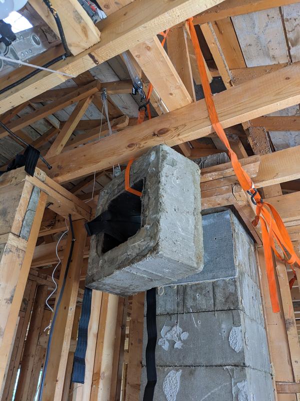 Lowering a block out of the attic