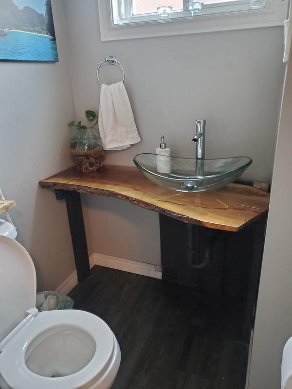 Walnut live edge sink install