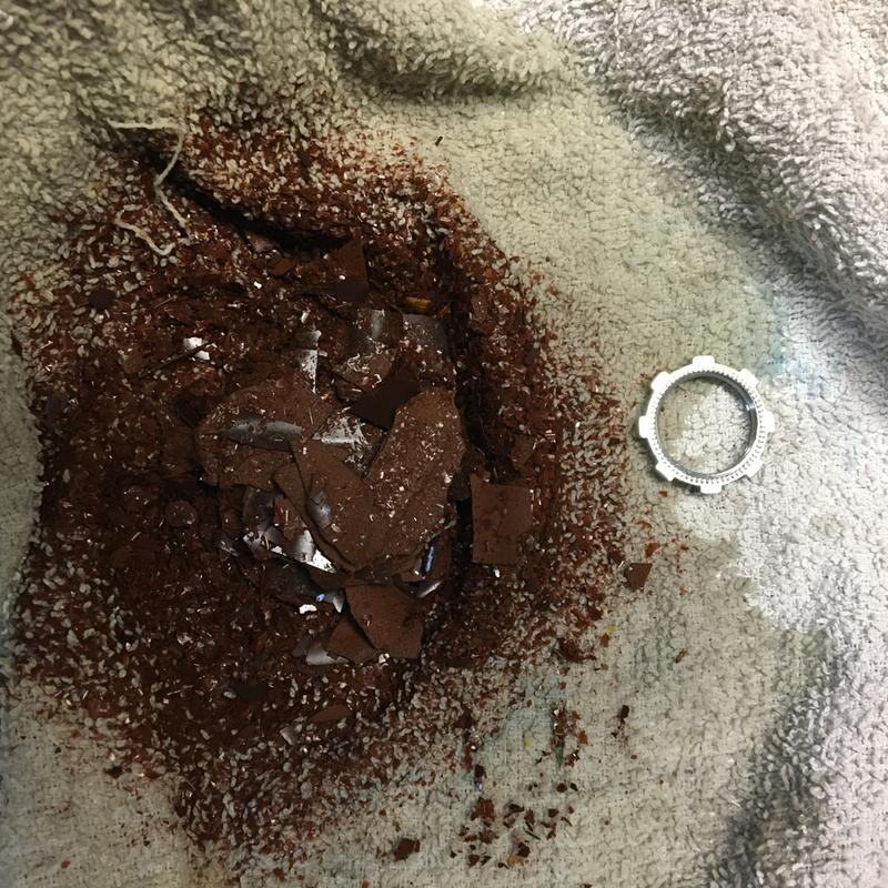 Mossout solids.  N.B. The ring is 3/4 inch inside diameter.