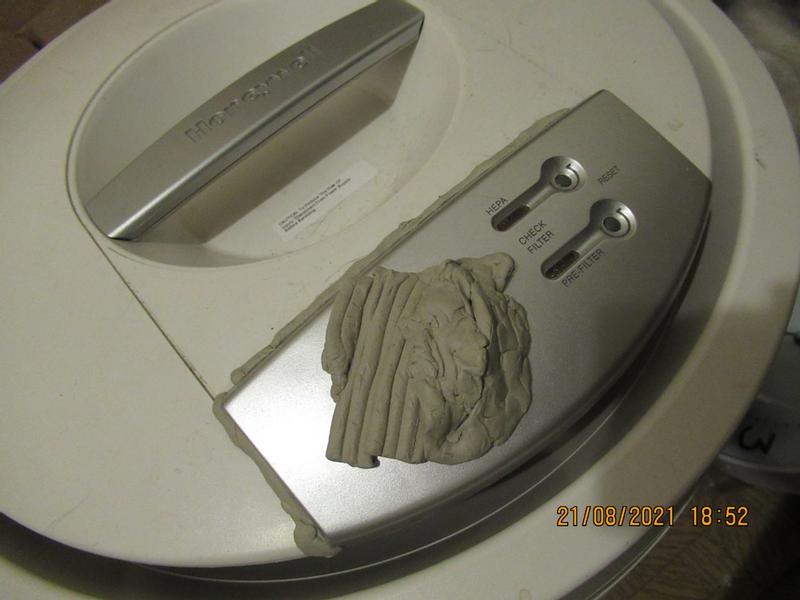 Covering LEDs on air purifier. I made a cap of it for the dial so it can be lifted when I want to turn the purifier up or down.