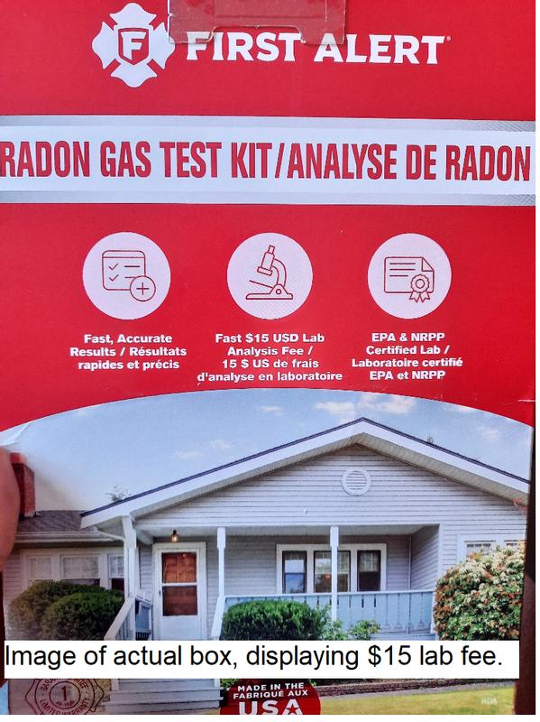 Actual box that indicates $15 lab fee, doesn't mention return shipping or 6 day window to return test.