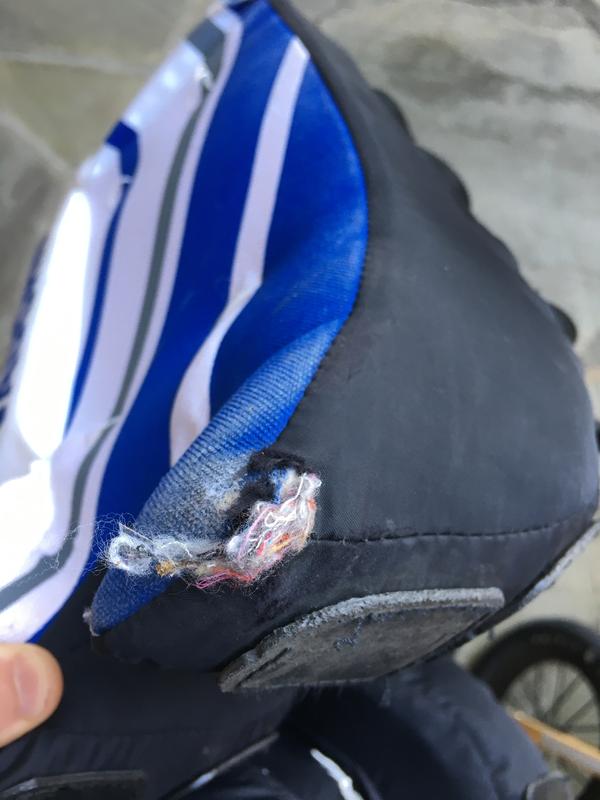 Worn out in the lower inner corner after only two uses