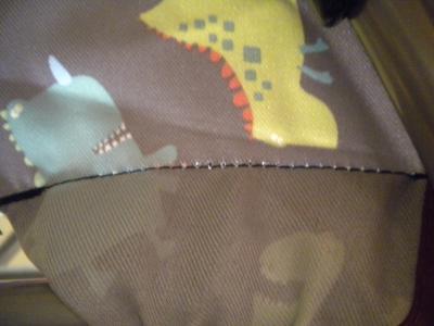 bottom view - textile seat stretched at the seams