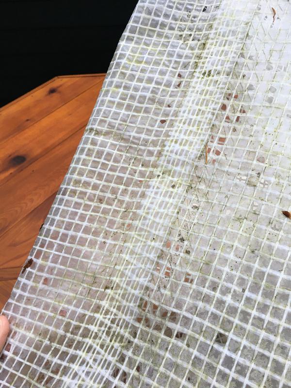 ...the plastic is falling out between the mesh leaving clear 'fish scales' all over the table and deck..