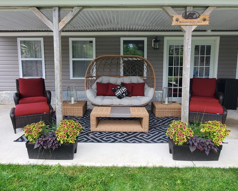Double Egg chair with chairs from Rosedale patio set.