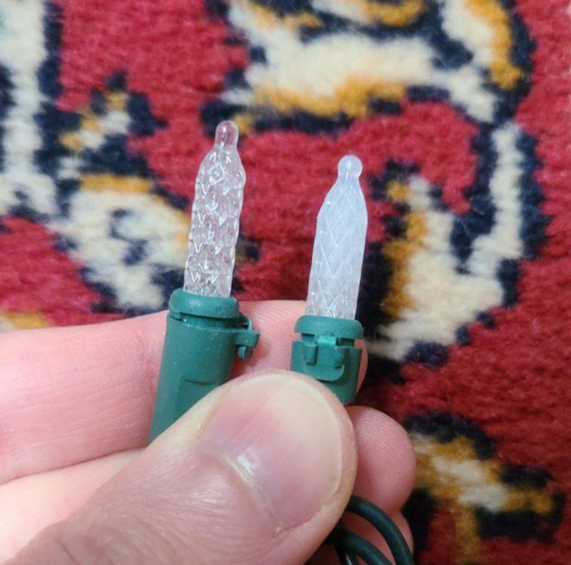 New bulb on the left vs sun-damaged bulb on the right.