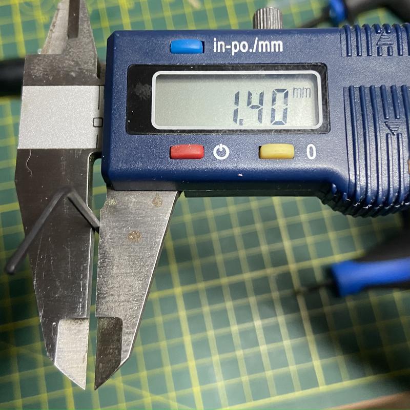 Under sized 1.50mm hex key