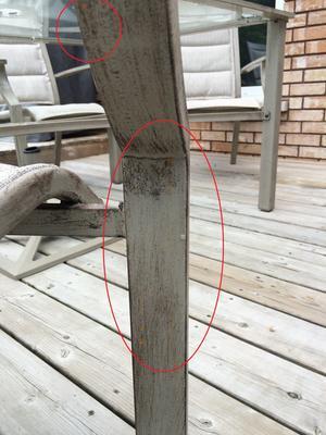 Rust on back of chair leg