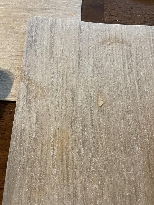 Permanent stains. Peeling from cleaning attempts.