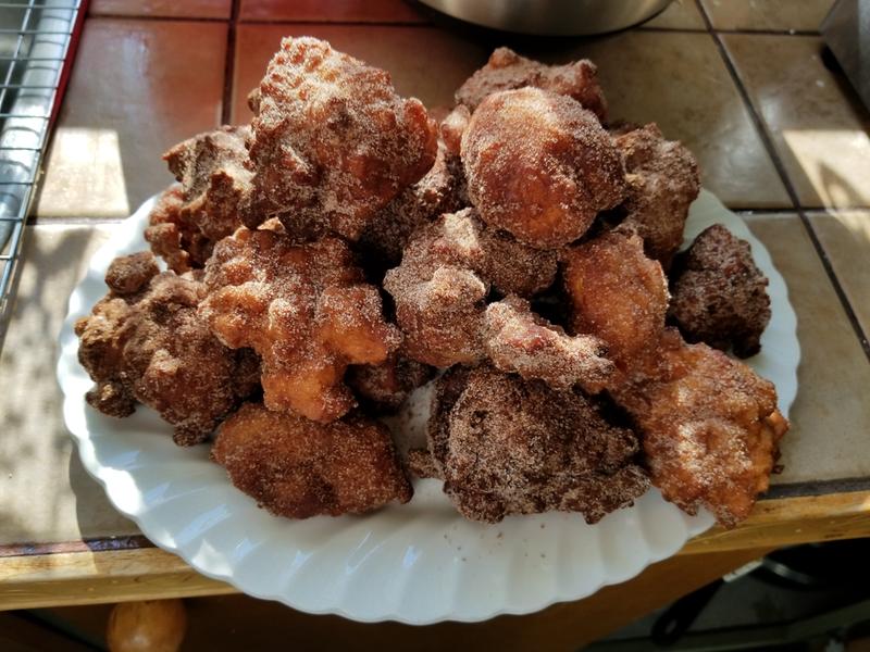 Apple fritters with cinnamon sugar!