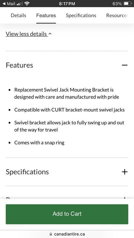 Features “snap ring included “