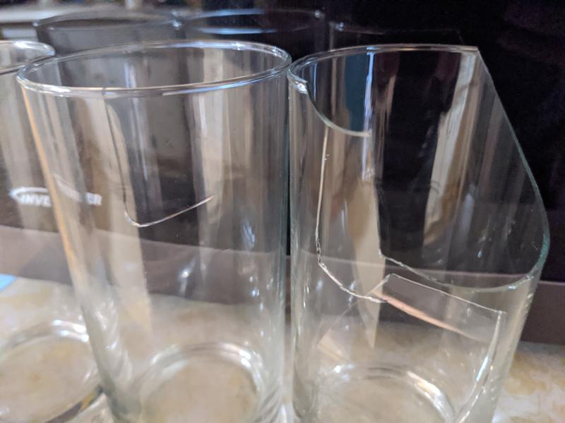 Cracks and broken in the dishwasher far right