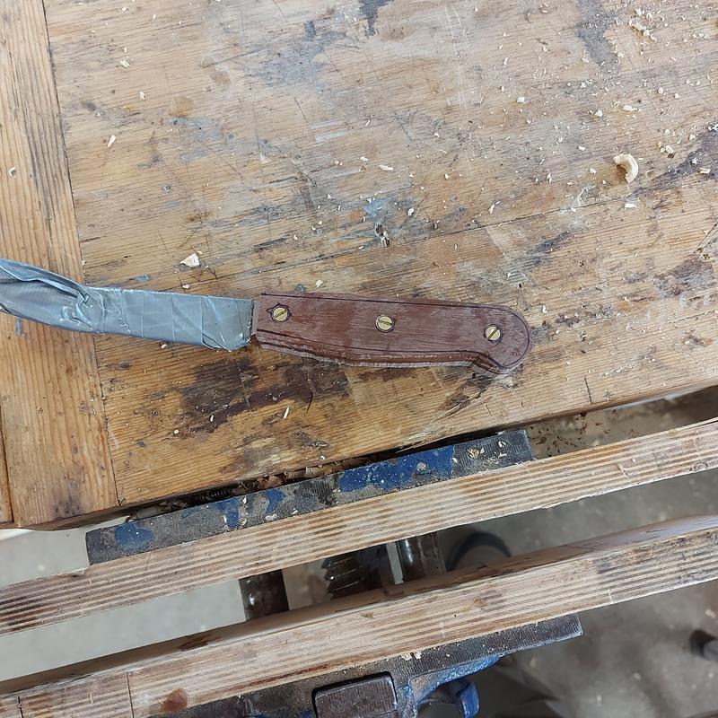 Walnut knife scales on Grohmann 4" Tomato/Steak knife