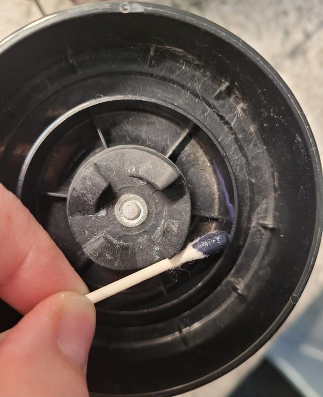 Black goo wiped up with a q-tip