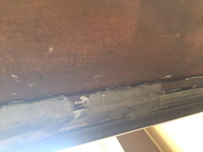 JB weld Steel Bond Putty hardened holding angle iron