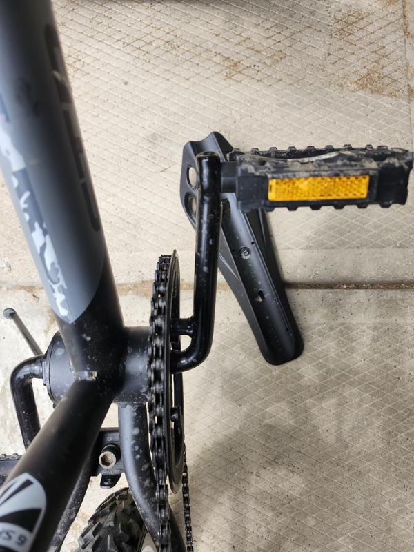 Broken mud guard and bent chain wheel