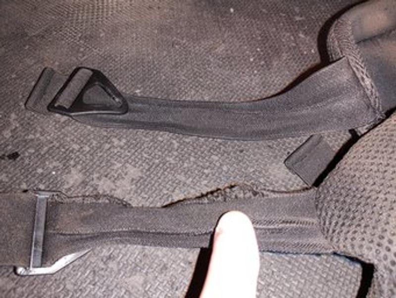 You can see where I'm pointing that the edge of this strap is starting to fray already.