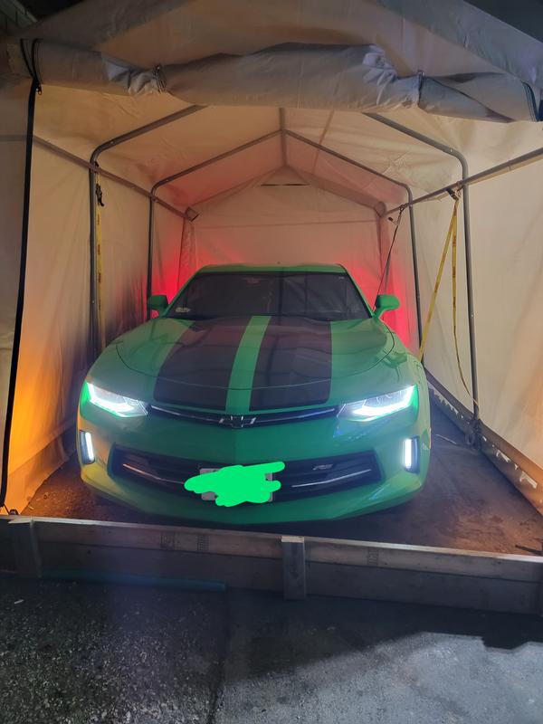 The straps you see i used to attached the car to the shed for extra stability. It as actually been working very nicely in high winds