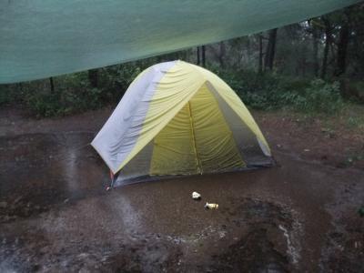 Safe under the tarp. Tent, not so much.