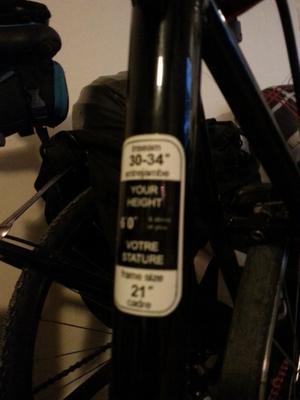 Size Sticker on bike