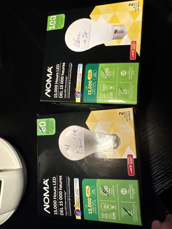 Les deux modèles de lumières. NB ne pas prendre en considération de mes notes pour mes anciennes ampoules.