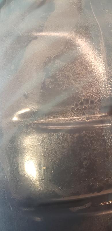 Here you can see condensation between the insulation layer and the outer plastic layer. Just a matter of time before scum builds up here. Impossible to clean properly.