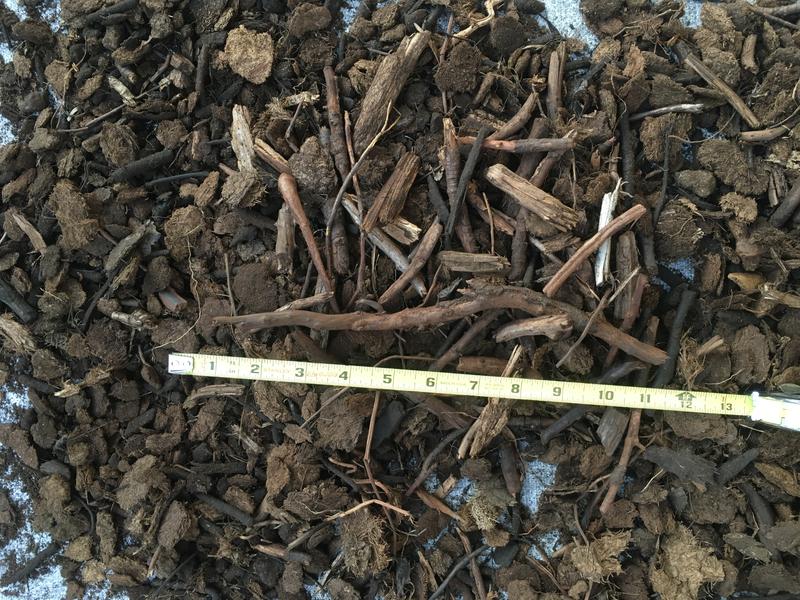 Lots of sticks and unprocessed peat lumps