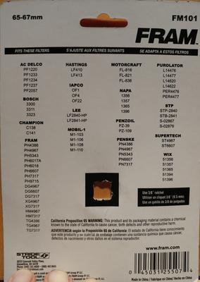 FM101 - Back of card listing filters