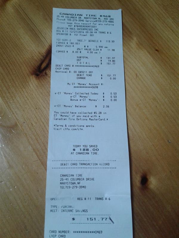 Sales receipt.